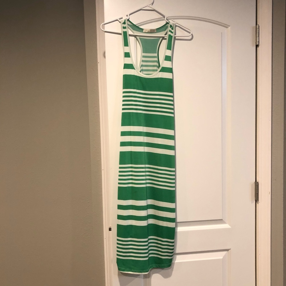 Green and White Stripe Bodycon Dress - Picture 3 of 5